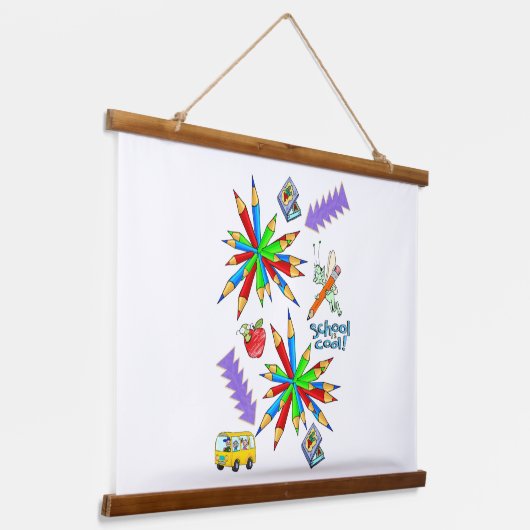 ウッドトップウォールタペストリー新学期クール: 吊り下げ型タペストリー (傾斜あり)