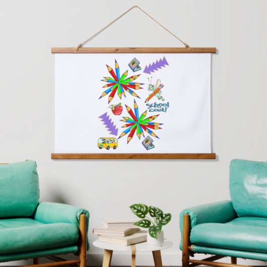 ウッドトップウォールタペストリー新学期クール: 吊り下げ型タペストリー (リビング)