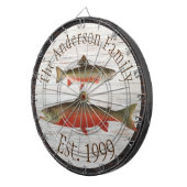 ウッドトーン素朴モノグラムフライ釣りブルックマス ダーツボード (正面右)