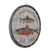 ウッドトーン素朴モノグラムフライ釣りブルックマス ダーツボード (正面左)