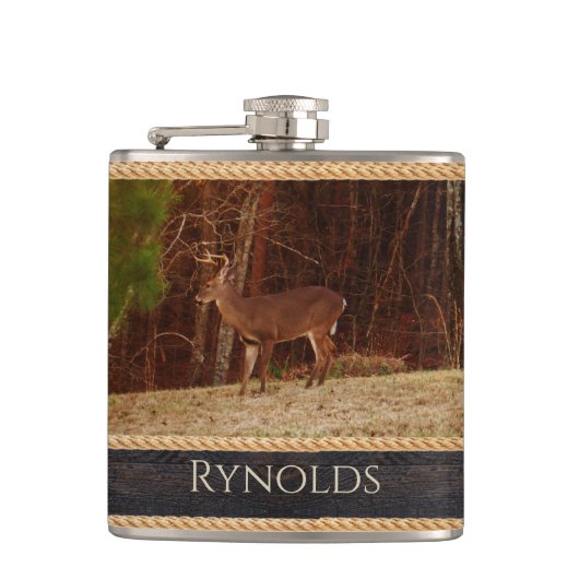 ウッドトー素朴ンスタッグ/バックディアカモフラージュ フラスク (正面)