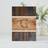 ウッドトー素朴ン結婚のフラットサンキューカード サンキューカード (スタンド正面)