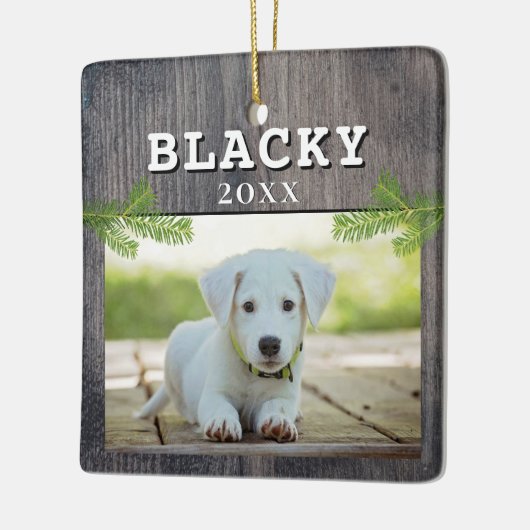 ウッドドッグ素朴ペットフォトクリスマスキープサケラム セラミックオーナメント (左)