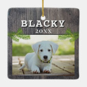 ウッドドッグ素朴ペットフォトクリスマスキープサケラム セラミックオーナメント (裏面)