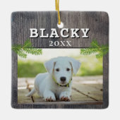 ウッドドッグ素朴ペットフォトクリスマスキープサケラム セラミックオーナメント (正面)