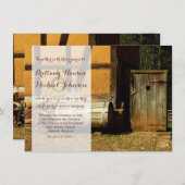 ウッドド素朴アハートカントリーウェディング招待状 招待状 (正面/裏面)