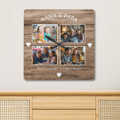 ウッドナ素朴ナパパ4フォトグランペアレントギフト スクエア壁時計