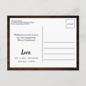 ウッドニューライウェッズ初めてのクリスマス写真雪片 シーズンポストカード (裏面)