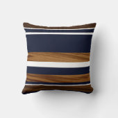 ウッドネイビーブルーホワイトストライプズ#1 クッション (裏面)