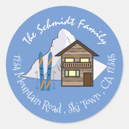 ウッドハウスブルー差出人住所ステッカー ラウンドシール