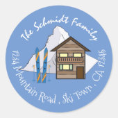 ウッドハウスブルー差出人住所ステッカー ラウンドシール (正面)