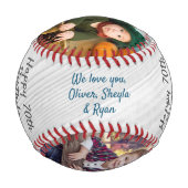 ウッドハッピーバースデーグランパ3フォトコラージュ 野球ボール (裏面)