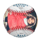 ウッドハッピーバースデーグランパ3フォトコラージュ 野球ボール (正面)