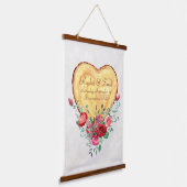 ウッドハートとバラカントリーラブ 吊り下げ型タペストリー (傾斜あり)