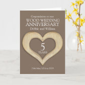 ウッドハート 5周年 結婚記念日 名刺 カード (黄色い花)