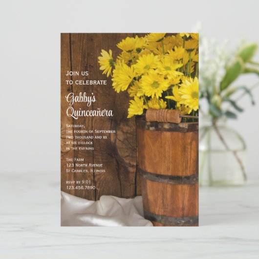 ウッドバケットとイエローデイジークインチェニェラパーティー 招待状 (スタンド正面)