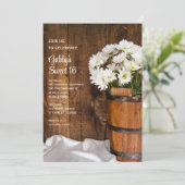 ウッドバケットホワイトデイジースウィート16バースデーパーティー 招待状 (スタンド正面)