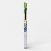 ウッドバタフ素朴ライスクリプトを使用した水色フローラ Case-Mate iPhoneケース (裏面/左)