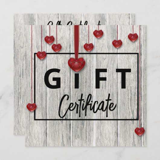 ウッドバモダンレンティ素朴ンティーズ日ハートギフトカード (正面/裏面)