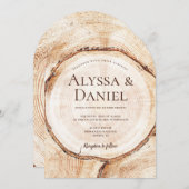 ウッドバユニークンツリーバーク素朴ス結婚のカスタム 招待状 (正面/裏面)