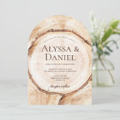 ウッドバユニークンツリーバーク素朴ス結婚のカスタム 招待状 (スタンド正面)