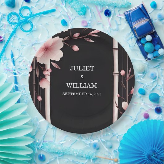 ウッドバンブーピンク桜さくらんぼブロッサム結婚 ペーパープレート (パーティー)