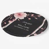 ウッドバンブーピンク桜さくらんぼブロッサム結婚 ペーパープレート (アングル)