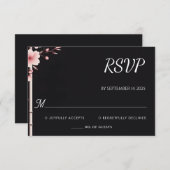 ウッドバンブーピンク桜さくらんぼブロッサム結婚 出欠カード (正面/裏面)