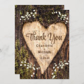 ウッドバークベビーブレス素朴ハート結婚ズ サンキューカード (正面/裏面)