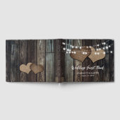 ウッドバーラップハートストリングライツカントリーウェディング ゲストブック (全面)