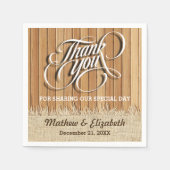 ウッドバーラップ結婚サンキュー スタンダードカクテルナプキン (正面)