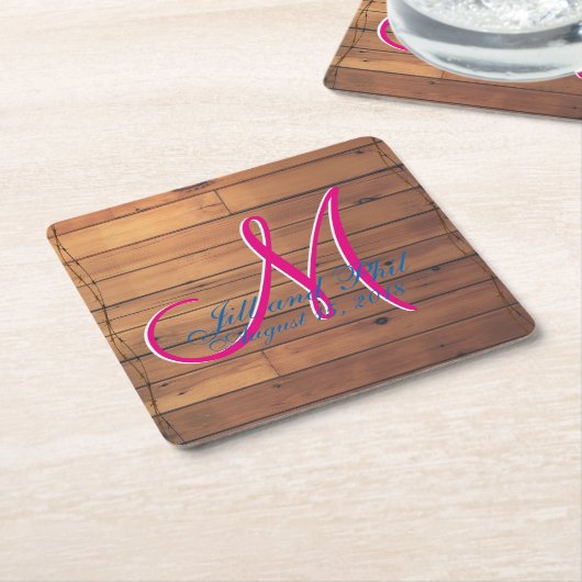 ウッドバーンウォール3Dファームモノグラム スクエアペーパーコースター (アングル)