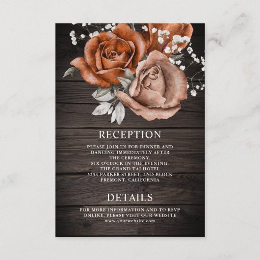 ウッドバーントオレンジバラテラコッタ結婚ズ詳細 エンクロージャーカード (正面)