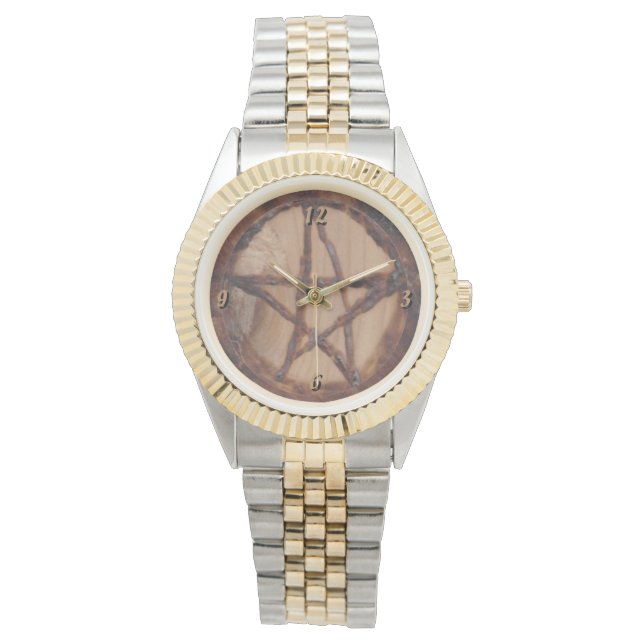 ウッドバーン初期のド星形五角形魔女異教のウィッカ信者 腕時計 (正面)