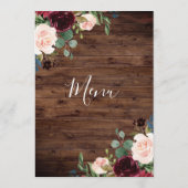 ウッドバー素朴ガンディ赤ワインの花結婚の数 メニュー (裏面)