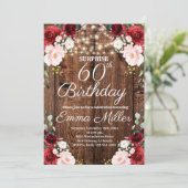 ウッドバー素朴グンディフローラサプライズ60誕生日 招待状 (スタンド正面)