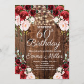 ウッドバー素朴グンディフローラサプライズ60誕生日 招待状 (正面/裏面)