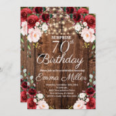 ウッドバー素朴グンディフローラサプライズ70誕生日 招待状 (正面/裏面)