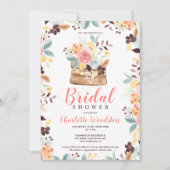 ウッドバー素朴グンディフローラボホブライダルシャワー 招待状 (正面)
