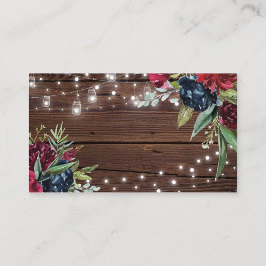 ウッドバー素朴グンディフローラライトのQRコー結婚ド エンクロージャーカード (裏面)