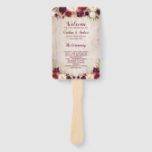 ウッドバー素朴グンディレッドフローラ結婚式 プログラム ハンドファン (正面)