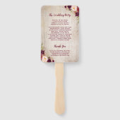 ウッドバー素朴グンディレッドフローラ結婚式 プログラム ハンドファン (裏面)