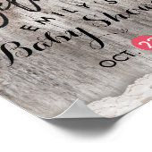 ウッドバー素朴ラップレースベビーシャワーウェルカムサイン ポスター (角)