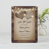 ウッドバー素朴ラップ文字列ライトカントリーウェディング セーブザデート (スタンド正面)