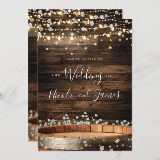 ウッドバ素朴レルとラモダンイツグラム結婚ズ 招待状 (正面/裏面)