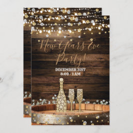 ウッドバ素朴レルライトシャンパンイブ 招待状