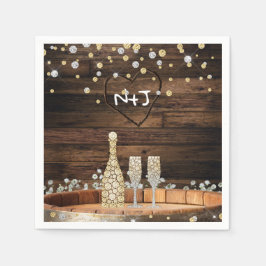 ウッドバ素朴レルライトシャンパーニュモダンパーティー スタンダードカクテルナプキン