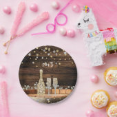 ウッドバ素朴レルライトシャンパーニュモダンパーティー ペーパープレート (パーティー)