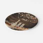 ウッドバ素朴レルライトシャンパーニュモダンパーティー ペーパープレート (アングル)