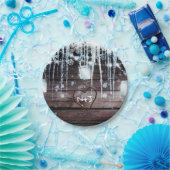 ウッドバ素朴レル&ライトウィンターバ結婚ン ペーパープレート (パーティー)